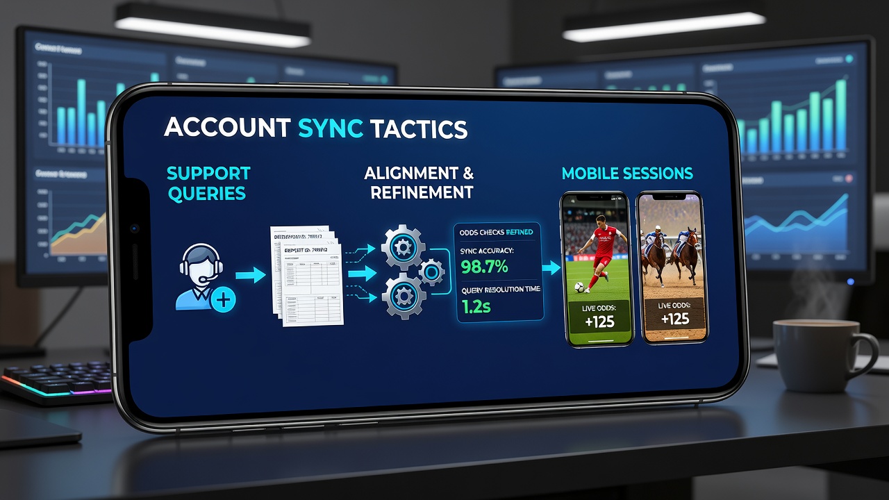 Mobile betting interface showing synchronized account records and live odds for football and racing sessions