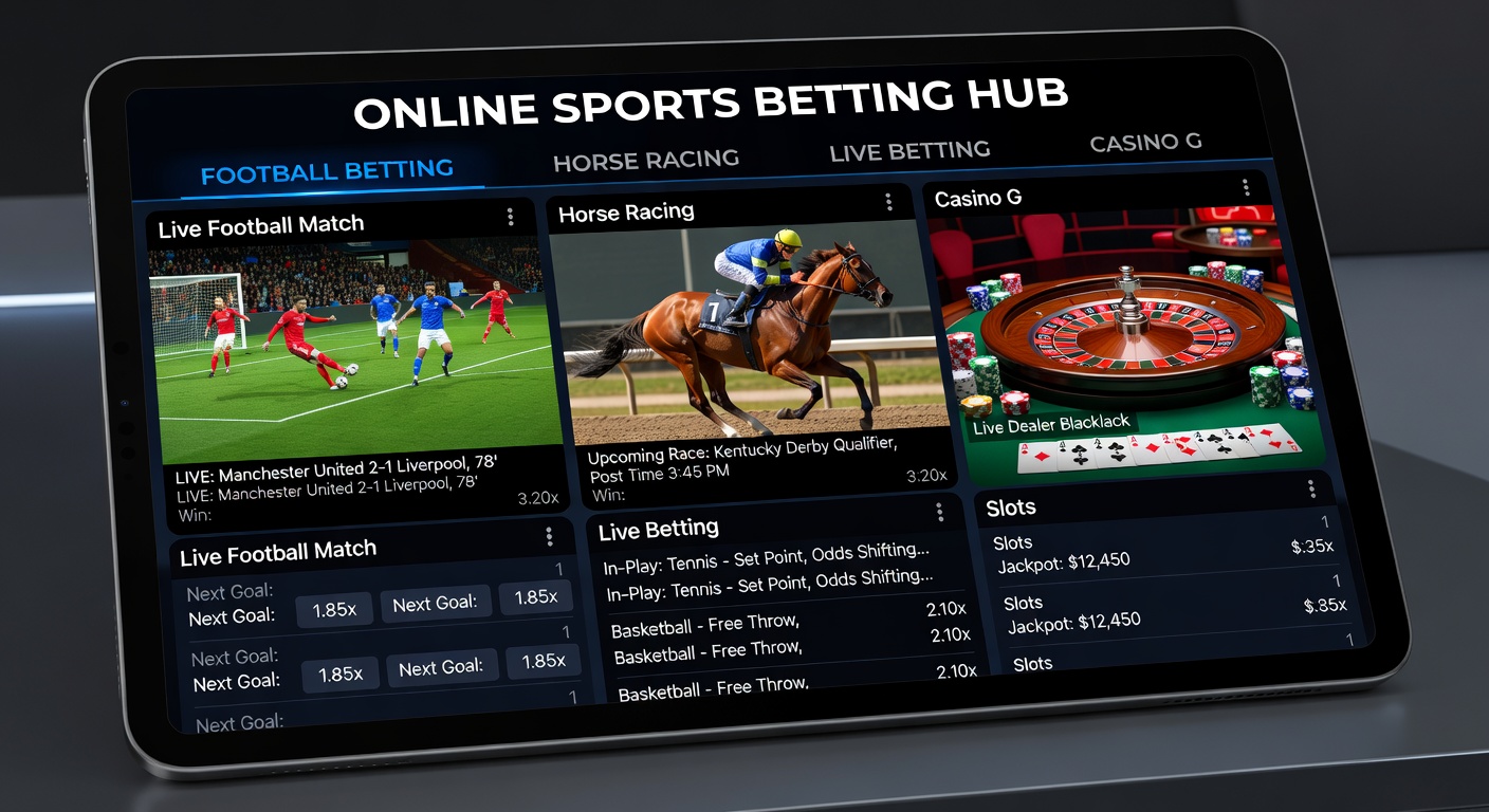 Close-up of a betting app interface showing live football odds, horse racing results, casino promotions, and account balance updates during a peak wagering event