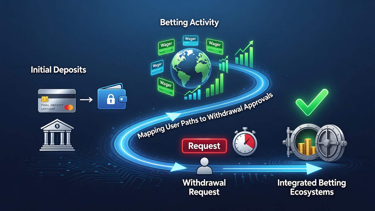 User journey mapping diagram showing deposit initiation through approval stages in betting systems