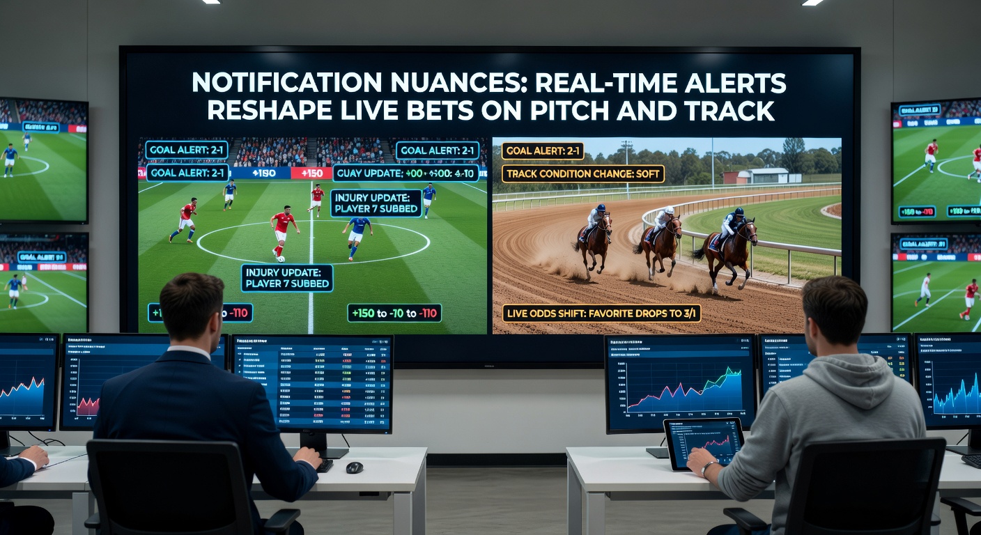 Close-up of a betting app interface showing live alerts for a horse race photo finish and soccer goal-line technology confirmation